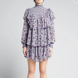 Cinq a Sept Drew Georgette Dress in Morning Fog size 4 | violet color print NWT